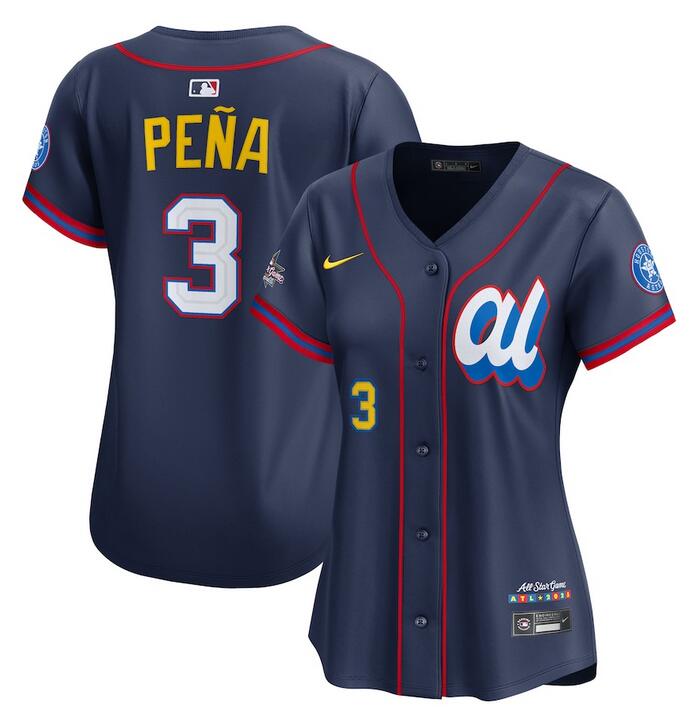 Women's American League #3 Jeremy Peña Navy 2025 All-Star Limited Stitched Baseball Jersey(Run Small)
